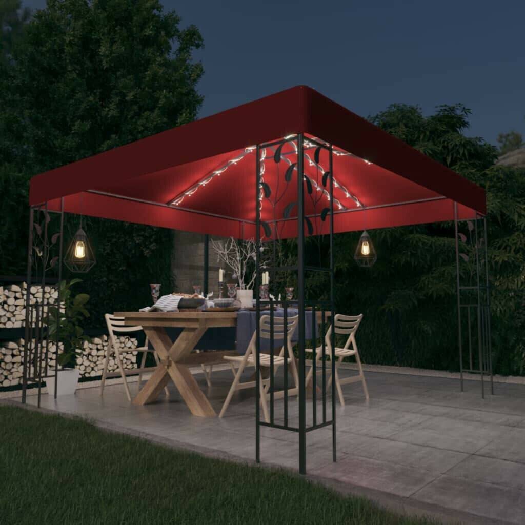 vidaXL Pavillon with LED (3 x 3 m)red Tonnelles & pavillons de jardin