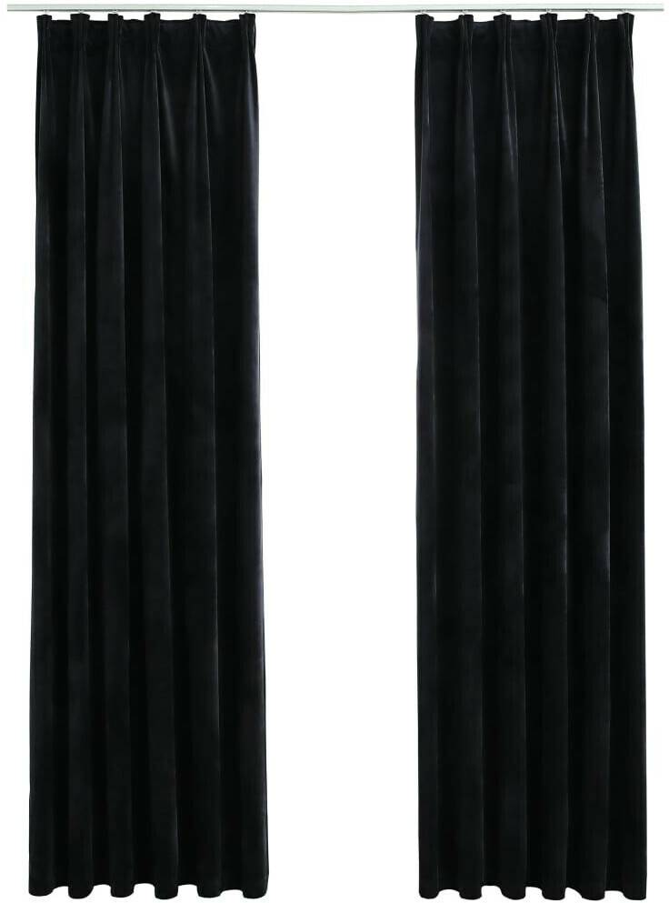 vidaXL Blackout curtains with hooks 2 pieces velvet black 140x175 cm (134492)