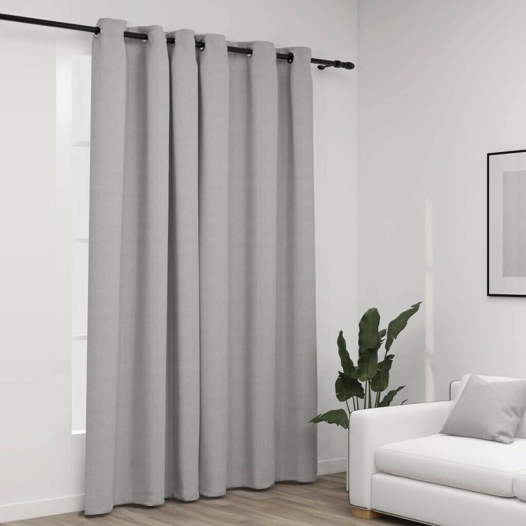 vidaXL Blackout curtain with eyelets linen look gray 290x245 cm (321171)