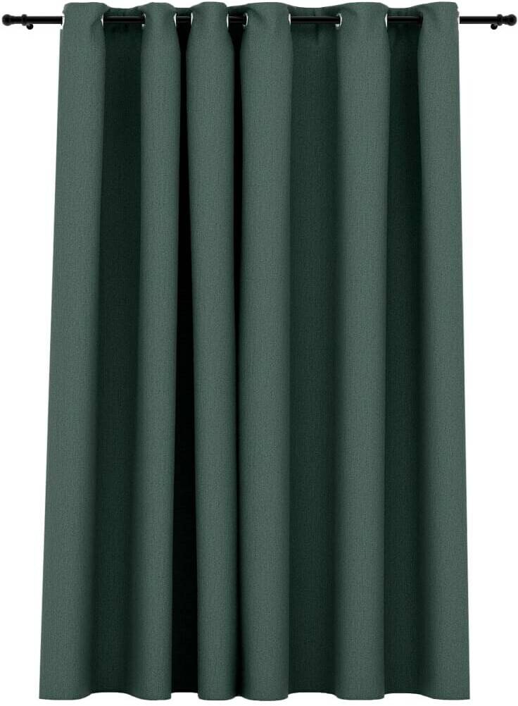 vidaXL Blackout curtain with eyelets linen look green 290x245 cm (321187)