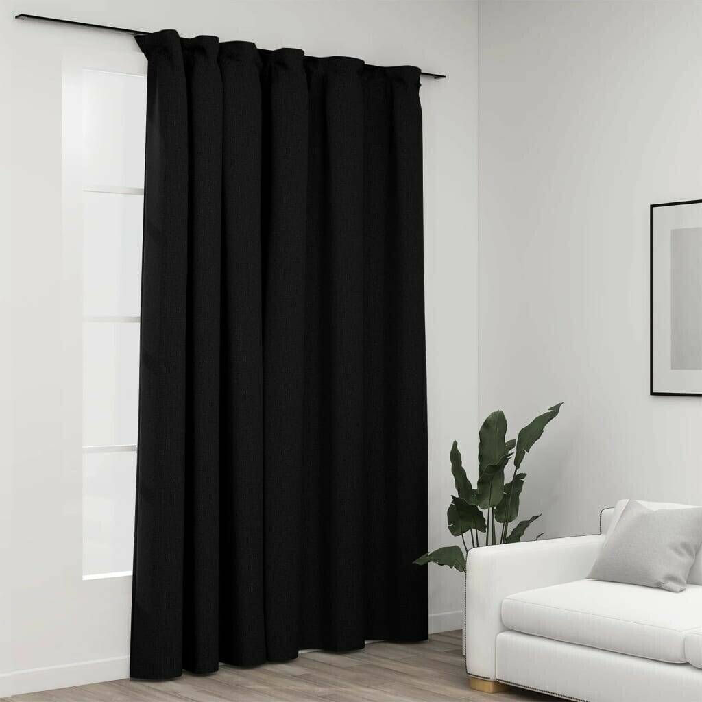 vidaXL Blackout curtain with hooks linen look anthracite 290x245 cm (321167)